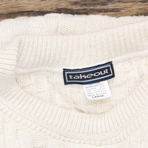 Takeout Womens Knit Vintage Oversized USA Made Sweater 16658655d93f12 Ivory L - Picture 3 of 4