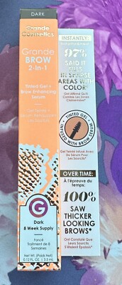 Grande Cosmetics 2 in 1 Brow Gel + Enhancing Serum 3.5mL  Dark Tint  TIK TOK