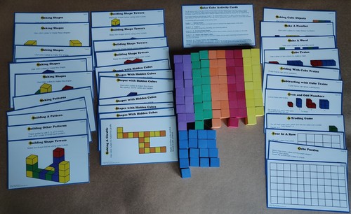 Learning Resources Color Cube Activity Task Cards 102 FOAM Quiet Shape Cubes