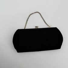 Vintage Unbranded Black Clutch Bag Formal Evening Classic Gold