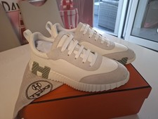 Hermès Herren Sneaker Low Top weiß/grau Schnürung gepolstert Gummi EU 42