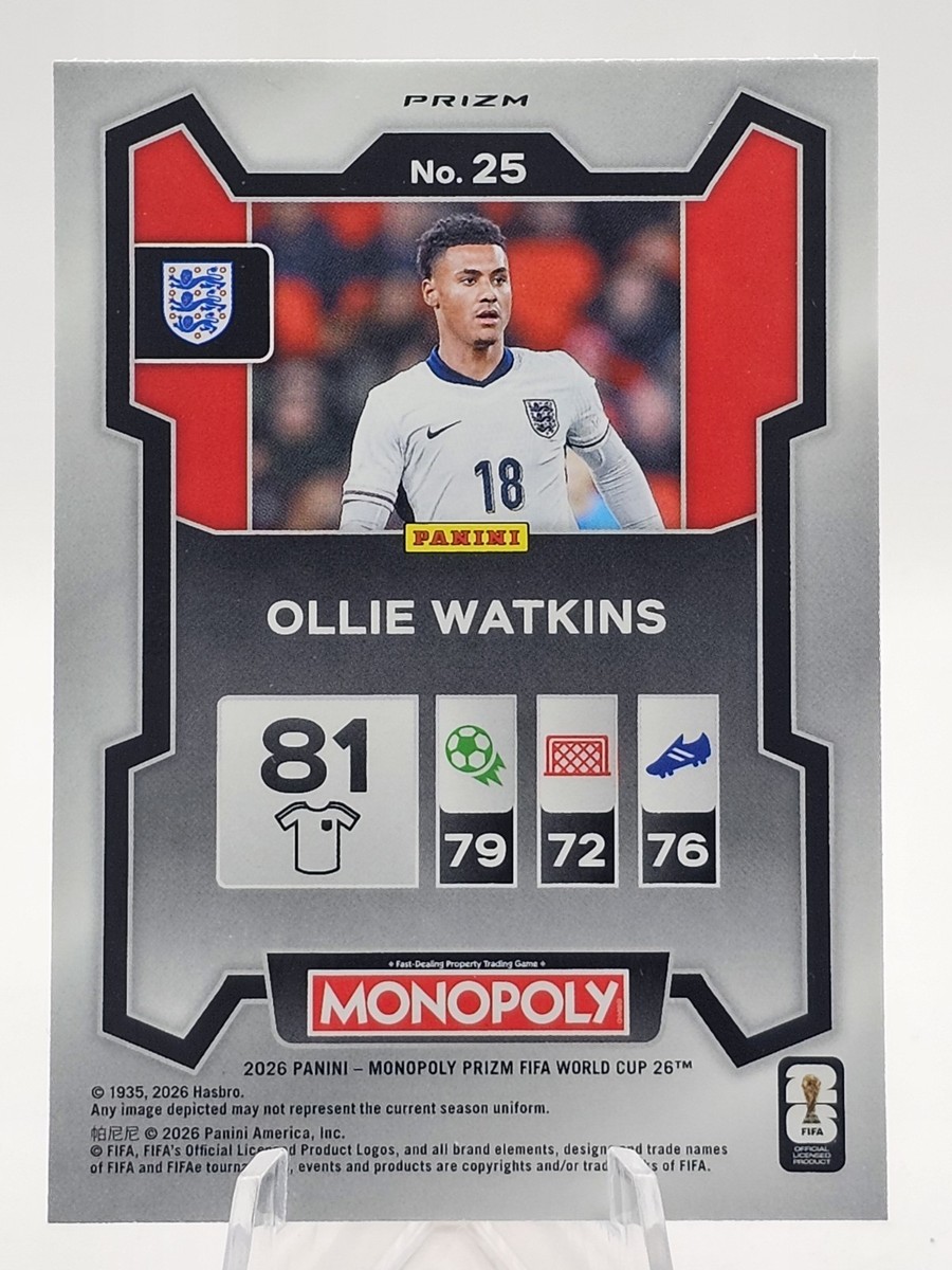 2026 Panini Prizm Monopoly FIFA World Cup Ollie Watkins #25 Red