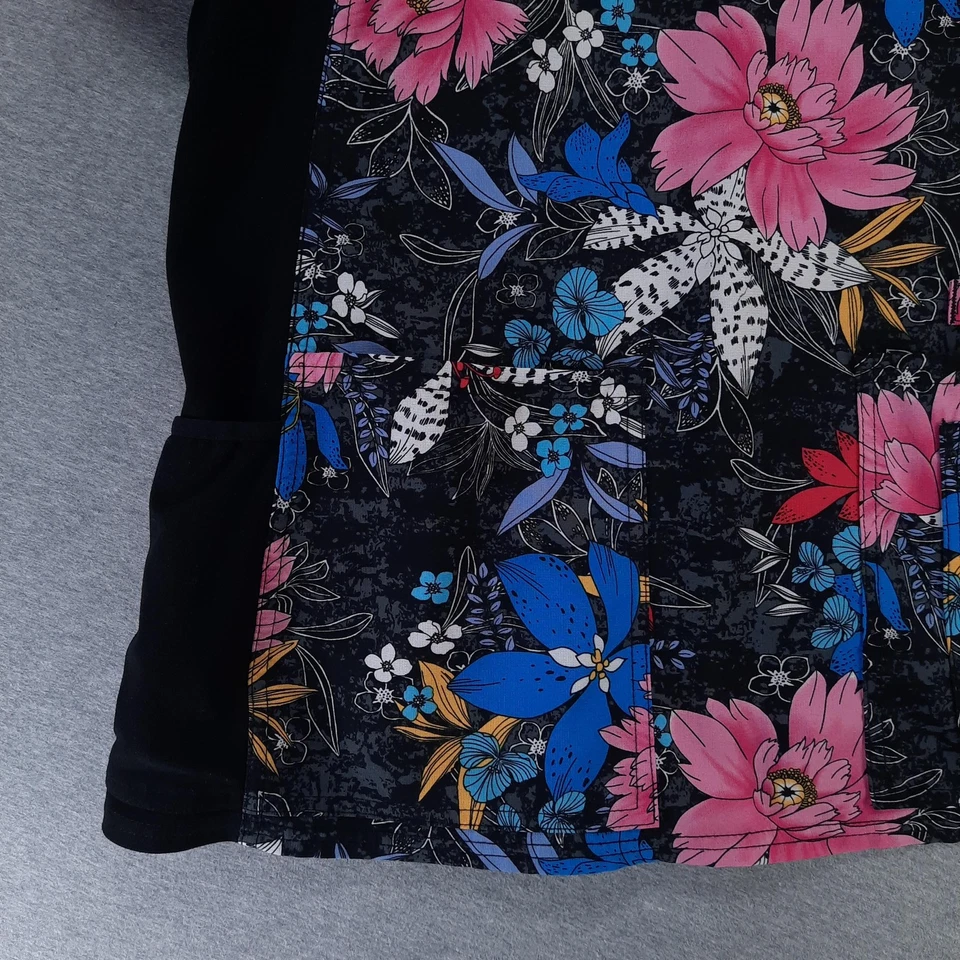 Cherokee iFlex Scrub Top Womens XL Black Floral V-Neck Stretch Pockets CK636 - Image 4 of 4