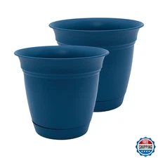 HC Companies Eclipse 20in Round Planter & Saucer 2-Pack Peacock Indoor Outdoor