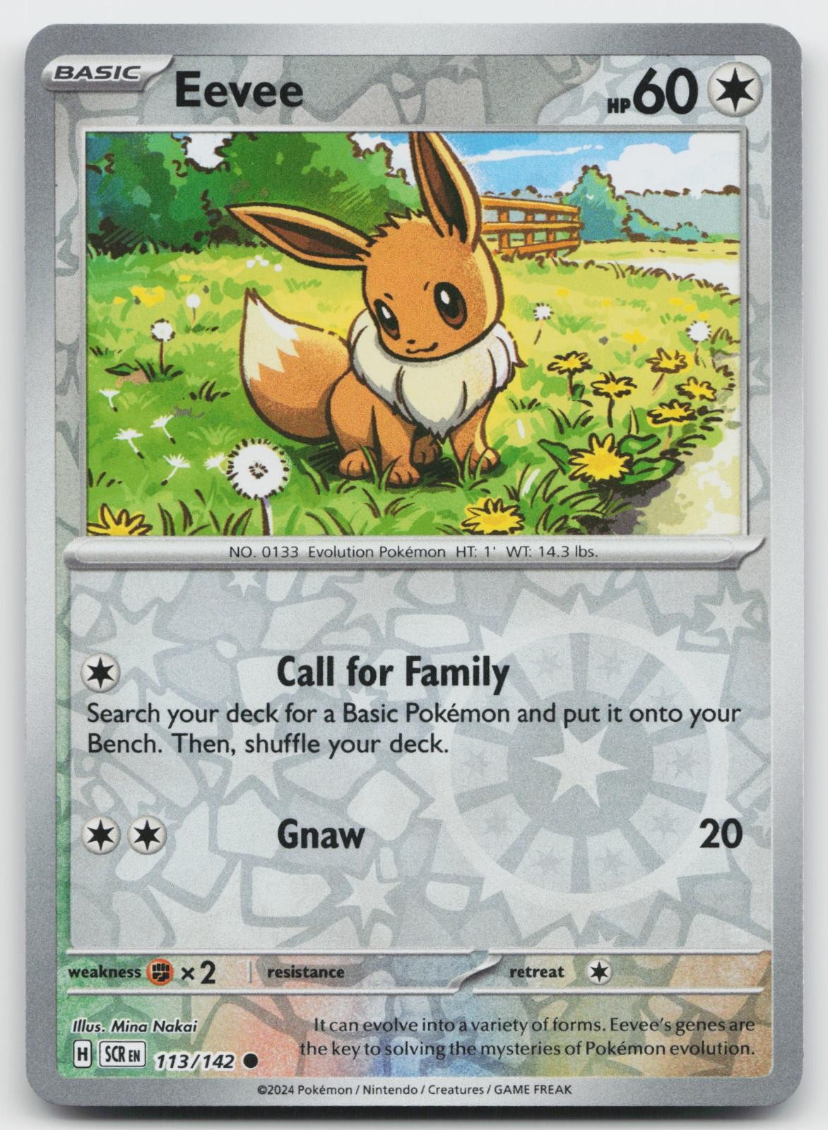 Eevee 113/142 Common Stellar Crown Pokemon Reverse Holo Near Mint