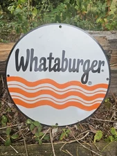 VINTAGE WHATABURGER PORCELAIN SIGN FAST FOOD  RESTAURANT  CORPUS CHRISTI, TEXAS 