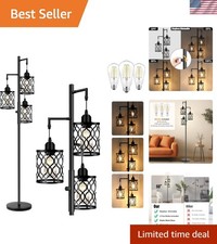 Dimmable Farmhouse Floor Lamp, Industrial Floor Lamp for Living Room with 3 X...