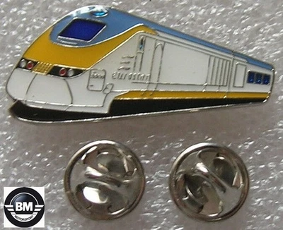 MARKENLOS Pin Anstecker Triebwagen Eurostar gelb/weiß/blau Zug Eisenbahn Railway Art. 6254