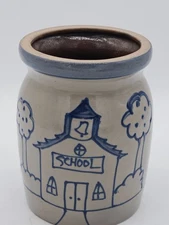 BBP Beaumont Brothers Pottery 1998 Signed Crock Salt Glaze School House