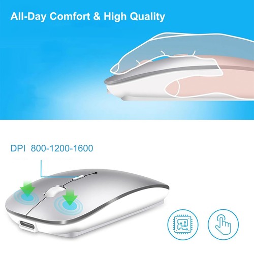 Wireless Bluetooth Mouse USB C for MacBook Air iMac Desktop Laptop Surface Pr... - Picture 5 of 6
