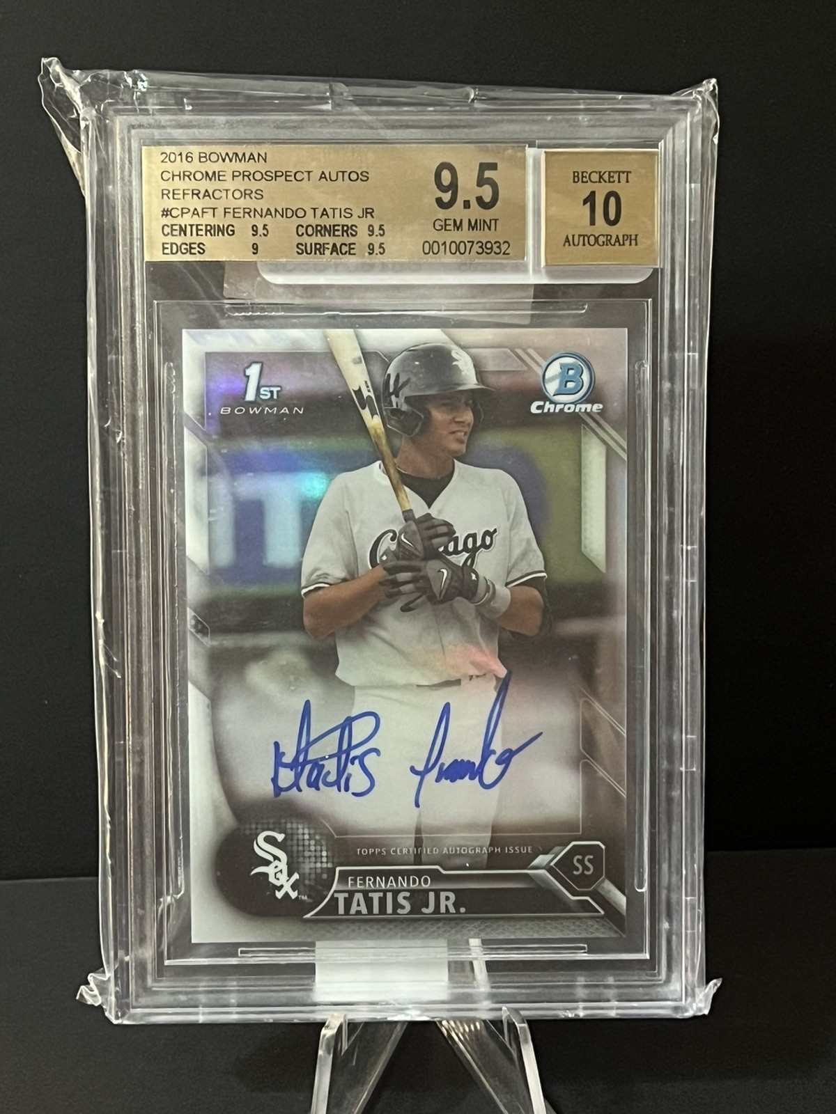 2016 Fernando Tatis Jr. Bowman Chrome 1st Refractor RC AUTO 072/499 BGS 9.5