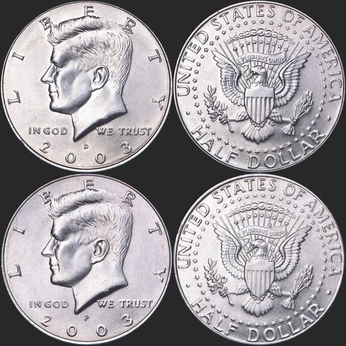 2003 P D Kennedy Half Dollars NIFC CN-Clad BU from Bank Rolls 2 coins