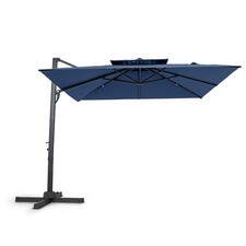 10FT Patio Cantilever Umbrella w/360 Rotation, 8 Sturdy Ribs, Air Vent for Pool