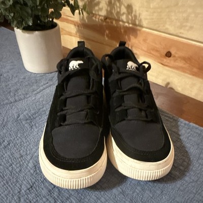 SOREL Women s Low Top Lace-Up waterproof Leather Sneakers Black/White US 7 EU 38