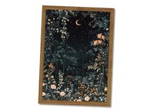 Vintage Darkotanical Wall Art William Morris Night Forest 16L" x 12W" Moon B