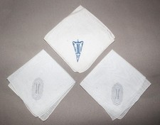 Vintage Ladies Handkerchiefs Hankies 3 White Cotton Embroidered Letter N