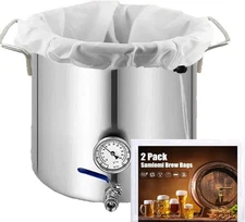 Brew Bag 2 Pack Reusable 5 Gallon, Large Fermentation Nylon Wine Straining Bag 2