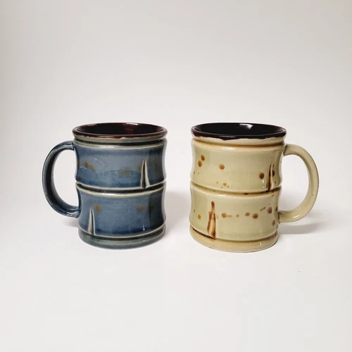 Vintage Capodimonte Stoneware Bamboo Style Coffee Mug Tiki Style 12oz
