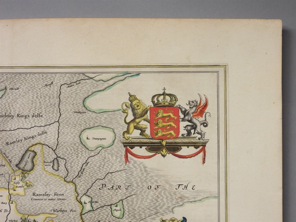 Mapa europeo 1645 Joan Blaeu Huntingdonensis Comité Huntingdon Comarca Foto 4 de 4