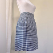 Vintage  90s Rampage Navy Blue  White Gingham Print Mini Skirt