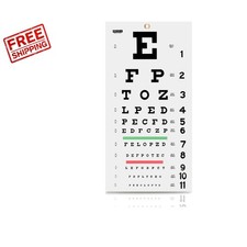 Durable Snellen Eye Chart 20 Feet - Easy Wall Mount, Washable 11 x 22 in.