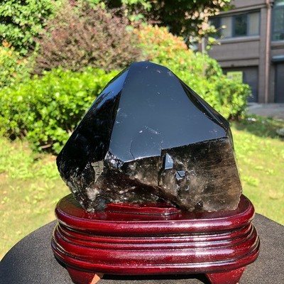5.74LB Natural Smoky Quartz Mineral Quartz Crystal Mineral Reiki healing+Stand
