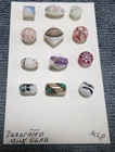 12 Vintage Antique Decorated Colorful Milk Glass Buttons