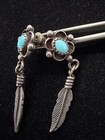 Vintage Old Pawn Navajo Native American Sterling Turquoise Dangle Earrings — photo 3