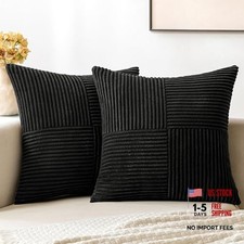 Decorative Throw Pillow Covers 18x18 Inch for 18" x 18" Pack of 2 Black