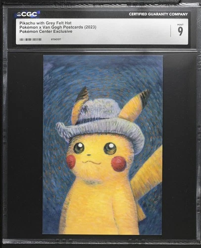 2023 CGC 9 Graded Pokemon Pikachu With Grey Felt Hat Pokemon Center Postcard