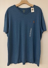NWT Polo Ralph Lauren V-neck T-shirt Pony Logo Mens Size XL Blue HTR NEW