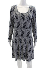 Michael Michael Kors Womens Scoop Neck Printed Long Sleeve Slater Dress White Si