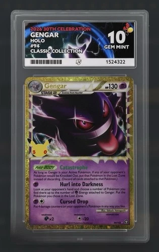 Gengar Prime 94/102 Pokemon 30th Celebration 30th Anniversary - ACE 10 GEM MINT