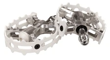 MKS XC-III bear trap cage bicycle pedals 9/16" SILVER body / WHITE cage