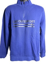 Lacoste Sport Sweatshirt Mens XL Blue 1/4 Zip Mock Neck Fleece Logo Pullover