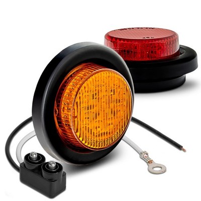 TRUE MODS 2pc 2'' Amber Red Round LED Trailer Clearance 2 Pack, +