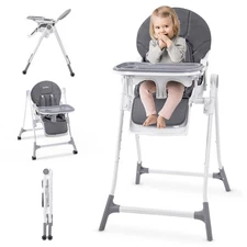 SEJOY New Baby High Chair Portable Baby  Simple Fold Deluxe Baby Chair - Gray