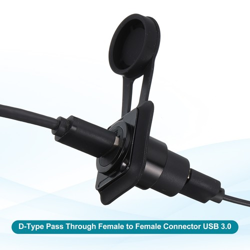 2Pcs USB 2.0 Panel Mount Coupler, USB Pass Through 480Mbps Black - Afbeelding 6 van 6