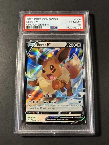2023 Pokemon Eevee V #108 Sword & Shield Crown Zenith PSA 10 Fresh Grade