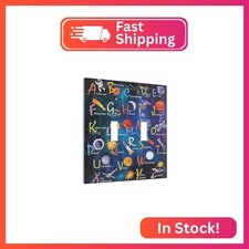 ABC Outer Space Double Toggle Light Switch Cover Decorative Alphabet Galaxy Boys