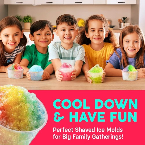 Confezione 3 Stampi Ghiaccio Rasato Senza BPA con Coperchi Impilabili - Perfetti per Coni Neve - Foto 8 di 8