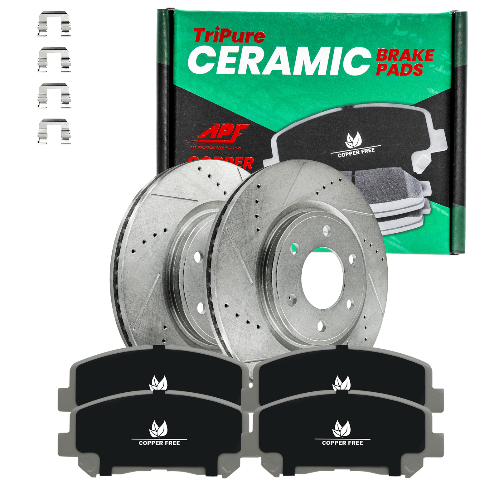 Front Drill/Slot Rotors + Ceramic Copper Free Brake Pads For Lexus/Toyota 10-23