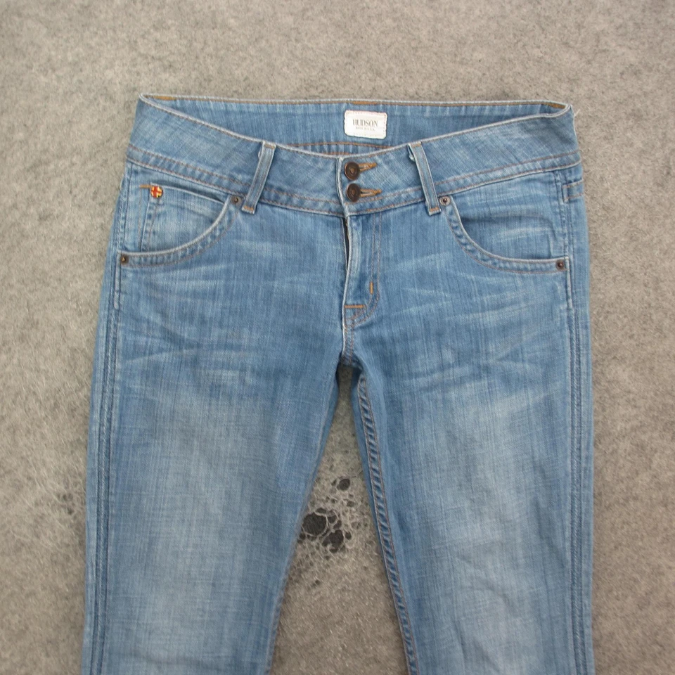 Pantalones de mezclilla Hudson para mujer 28 azules corte bota tiro bajo solapa bolsillo hechos en EE. UU. elásticos Foto 2 de 4