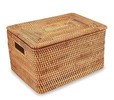 Basket With Lid, Large Lidded Basket For Storage(15.3" L×11.4"W×9.5"H)