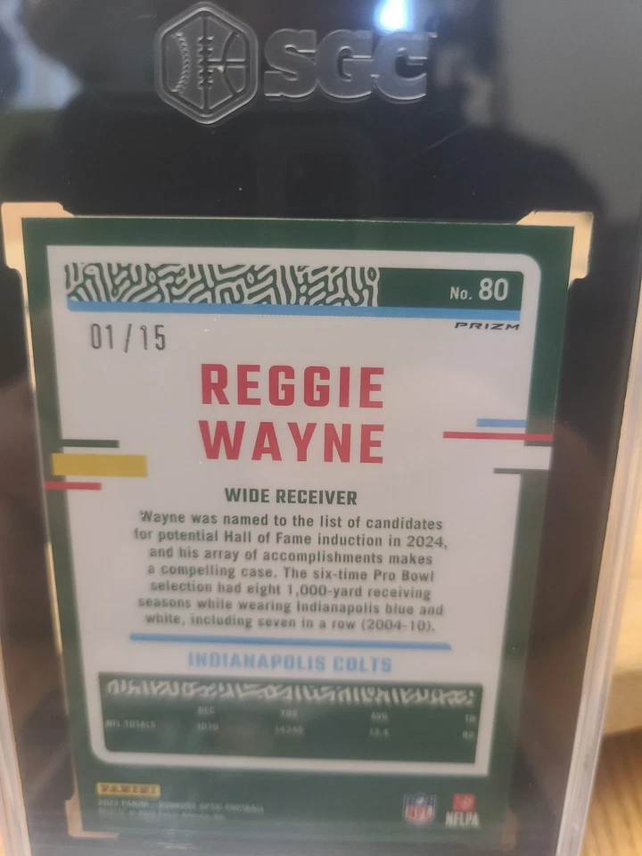 Reggie Wayne 2023 Donruss Optic #80 Ice Prizm 1/15 - Image 2 of 3