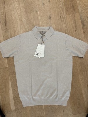 Eric Bompard Men s Cashmere Linen Polo Shirt Size L Beige  Chanvre  MO2207