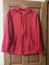 Adidas Pink/Coral heather Full Zip Climawarm Hooded Track Jacket L