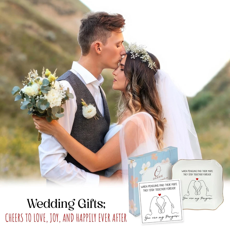 Christmas Anniversary Couple Gifts for Women Her Wife - 4X4 Penguin Ceramic Jewe - Image 2 of 4