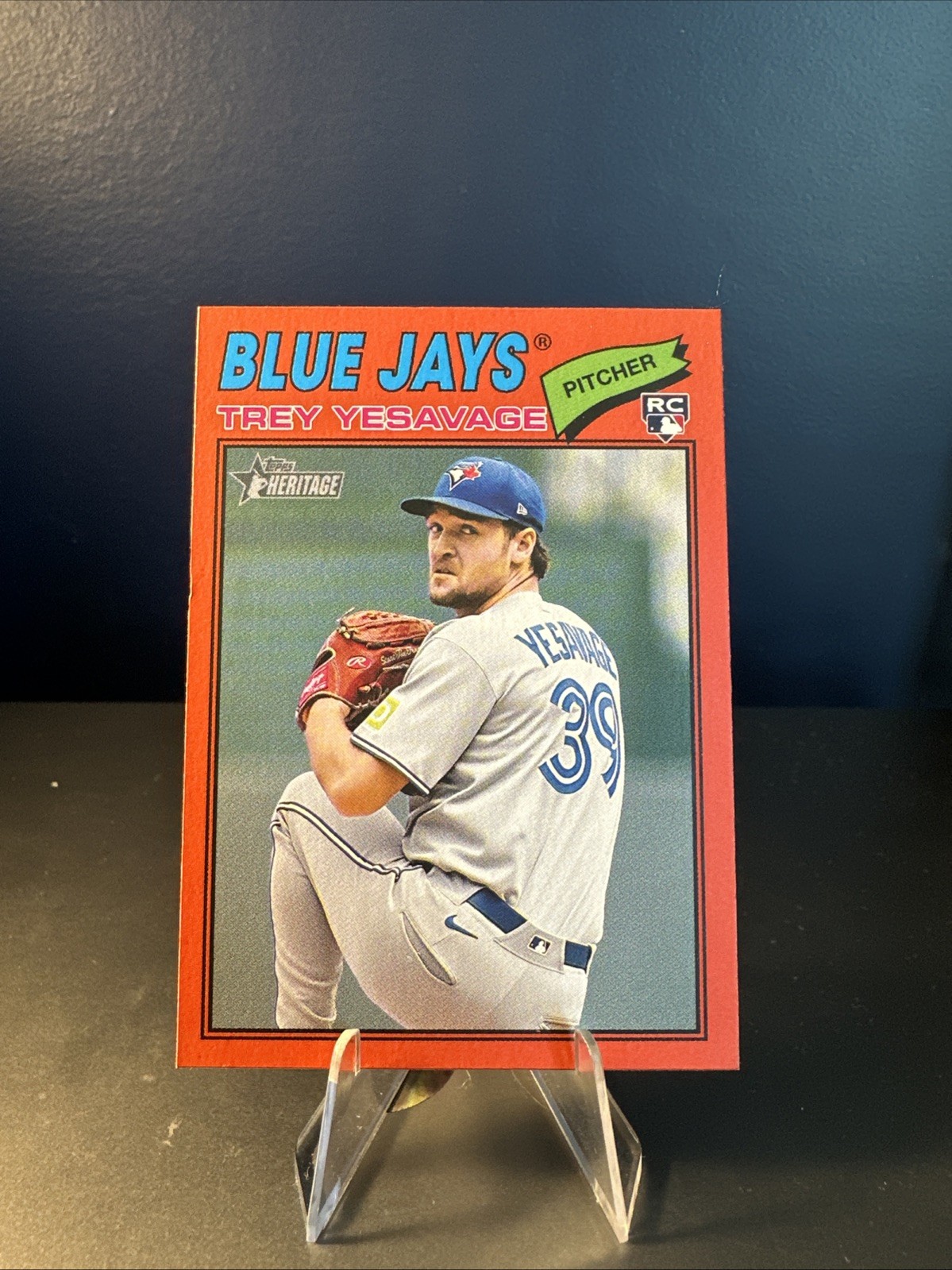 Trey Yesavage 2026 Topps Heritage #245 Red Border Parallel RC – Blue Jays