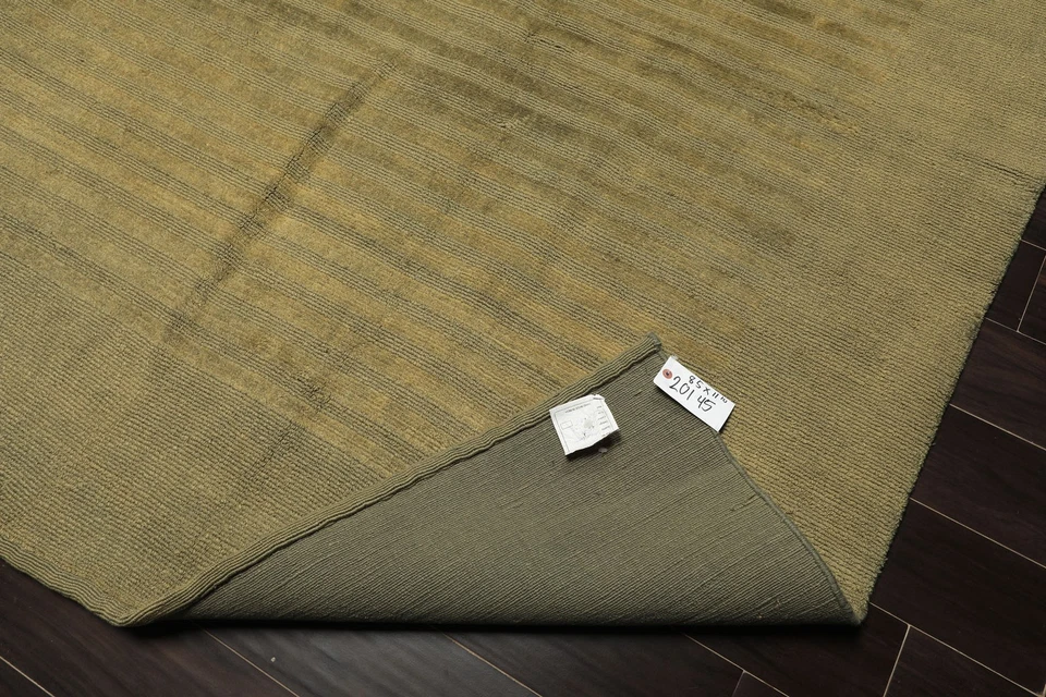 Alfombra de pelo acanalada tibetana oliva lana anudada a mano 8'5''x11'10"" Foto 4 de 4